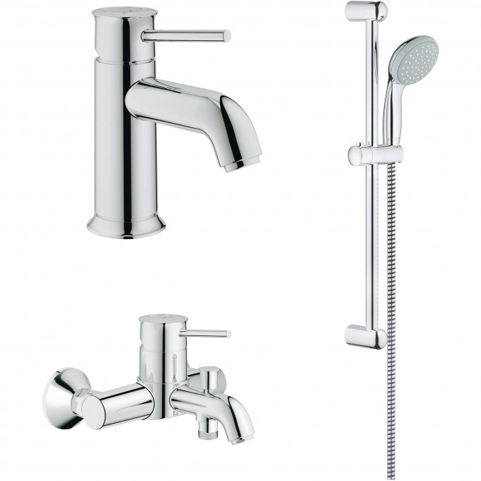 Набор смесителей GROHE BAUCLASSIC с душевым гарнитуром, хром 124404