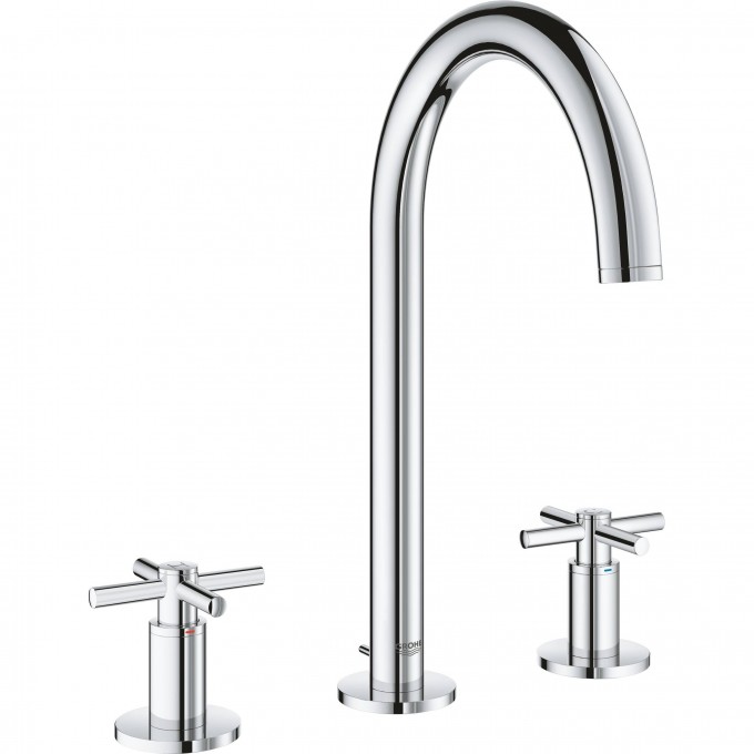Смеситель GROHE ATRIO NEW двухвентильный для раковины на 3 отверстия, монтаж на бортик, хром () 20008003
