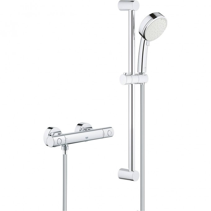 Термостат для душа GROHE GROHTHERM 800 COSMOPOLITAN, душевой гарнитур Tempesta Cosmopolitan, 2 режима струи, душевая штанга 600 мм (34768000) 34765000
