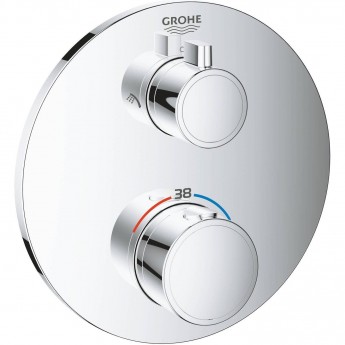 Термостатический смеситель для душа GROHE GROHTHERM с переключателем на 2 положения, внешняя часть, круглая розетка, хром