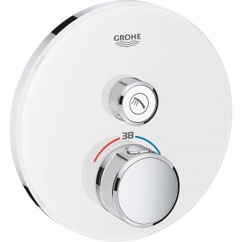 Внешняя часть термостатического смесителя на 1 выход GROHE GROHTHERM SMARTCONTROL, белая луна