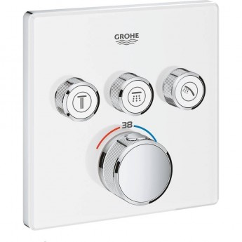 Внешняя часть термостатического смесителя на 3 выхода GROHE GROHTHERM SMARTCONTROL, белая луна